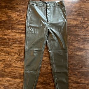 ZARA high waisted gray faux leather leggings size Large
